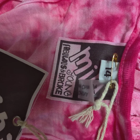 YF&B Pink Tie Dye Fringe Racerback Girls Tank Top - Picture 5 of 5